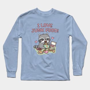 Cute Chubby Raccoon I Love Junk Food Funny Long Sleeve T-Shirt